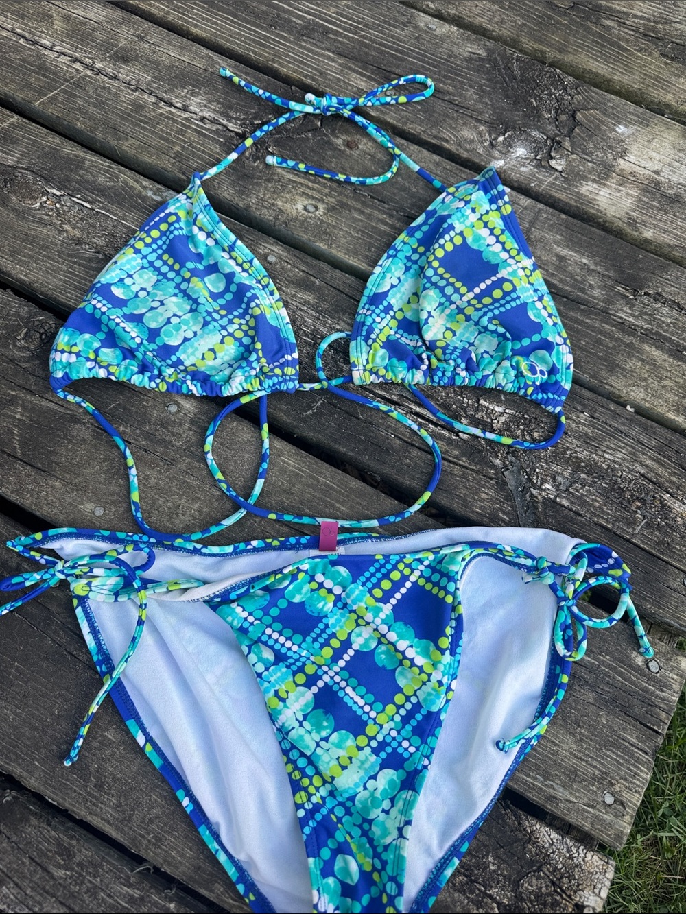 OP Blue & Green Tie-Side Triangle Bikini
